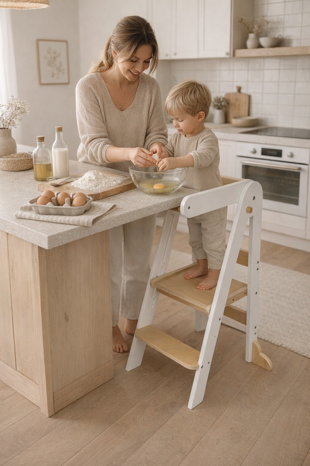 Xubby Lullza Cloud Foldable Toddler Tower - Natural / White + Natural