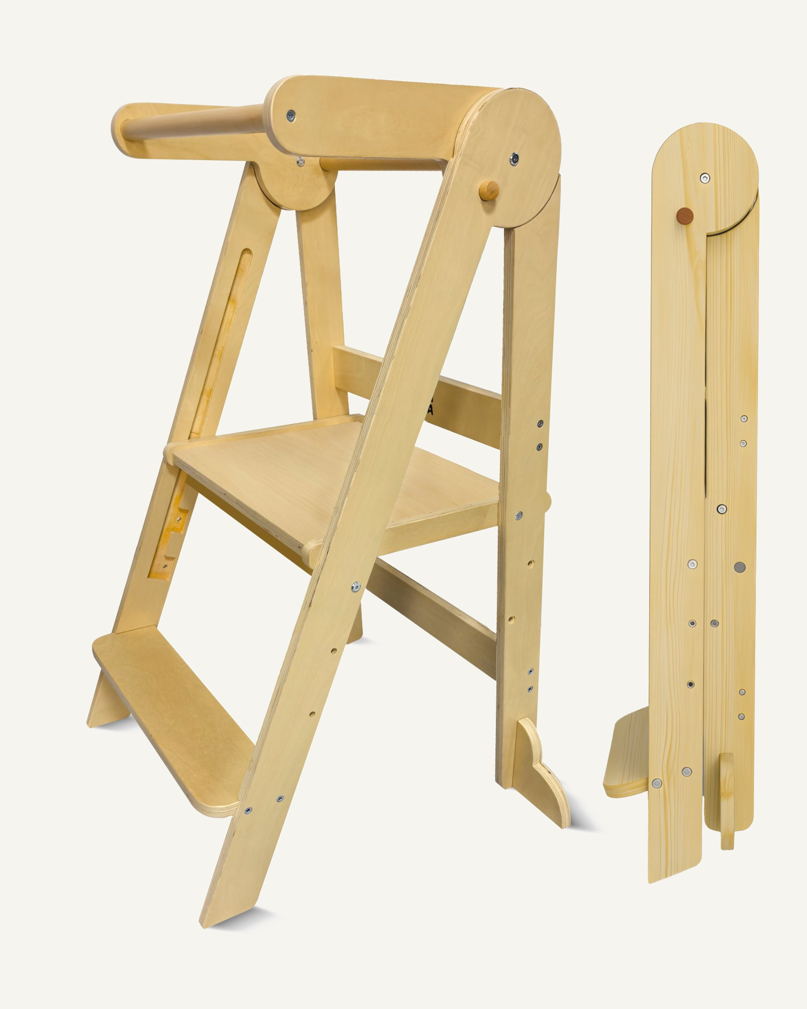 Cloud Foldable Toddler Tower - Natural / White + Natural